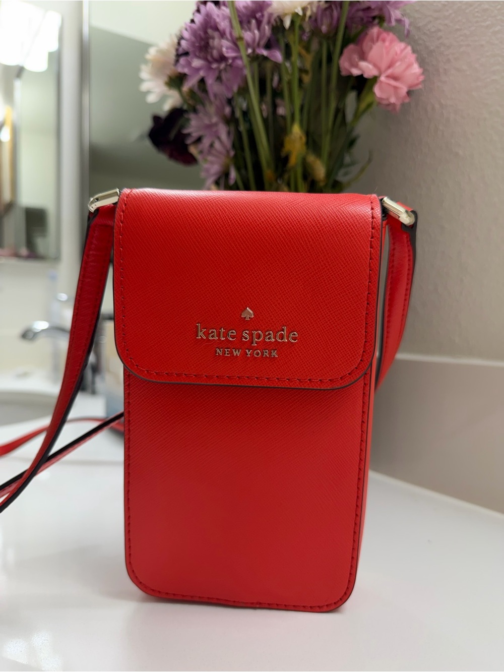 kate spade red crossbody phone pouch
